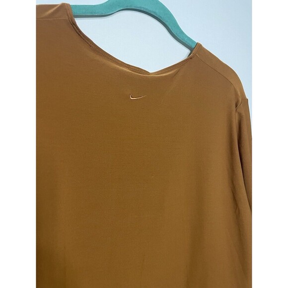 Vintage Y2K Center Swoosh Dri-Fit NWT Brown Athletic Sport Round Neck Long Shirt - Picture 3 of 11